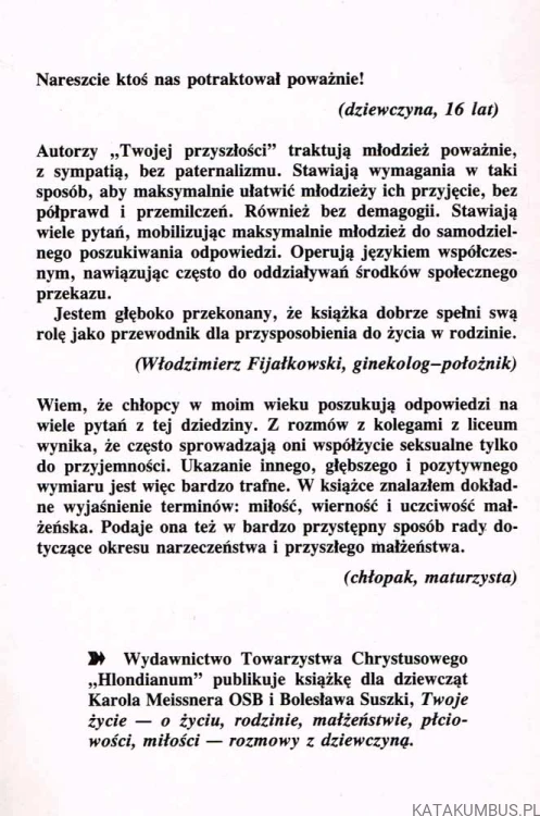 Twoja przyszłość. Rozmowy z chłopakiem. KAROL MEISSNER OSB, BOLESŁAW SUSZKA