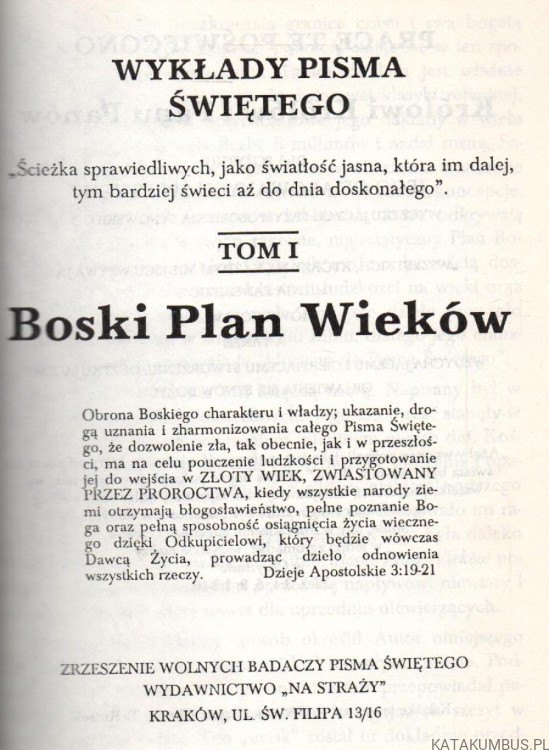 Boski Plan Wieków. PASTOR CHARLES T. RUSSELL