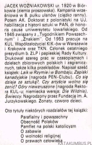 Czy kultura jest do zbawienia koniecznie potrzebna? JACEK WOŹNIAKOWSKI
