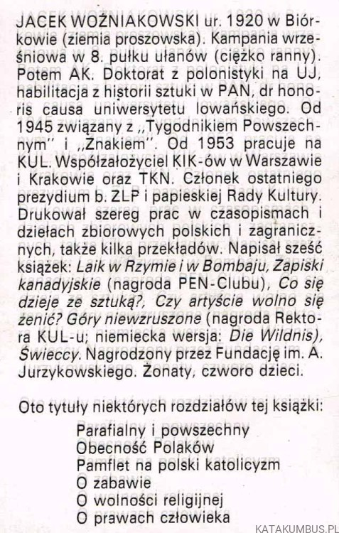 Czy kultura jest do zbawienia koniecznie potrzebna? JACEK WOŹNIAKOWSKI