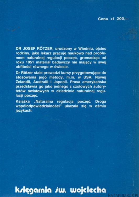 Naturalna regulacja poczęć. Dr Med. JOSEF ROTZER