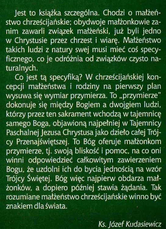 Dwoje jednym ciałem w Chrystusie. Ks ZBIGNIEW KIERNIKOWSKI