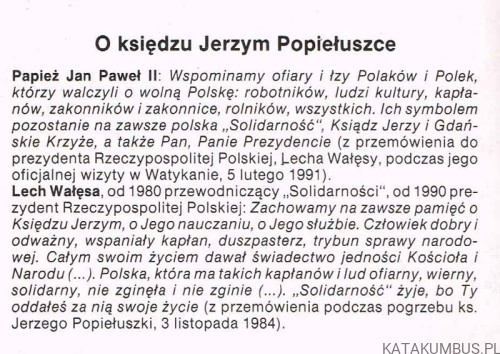 Ksiądz Jerzy Popiełuszko. Symbol ofiar komunizmu. Ks. ANTONI LEWEK