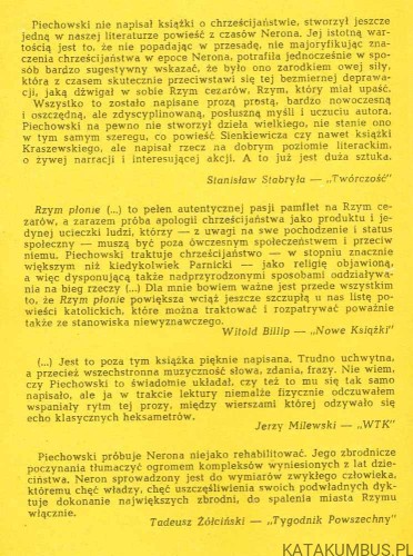 Rzym płonie. JERZY PIECHOWSKI