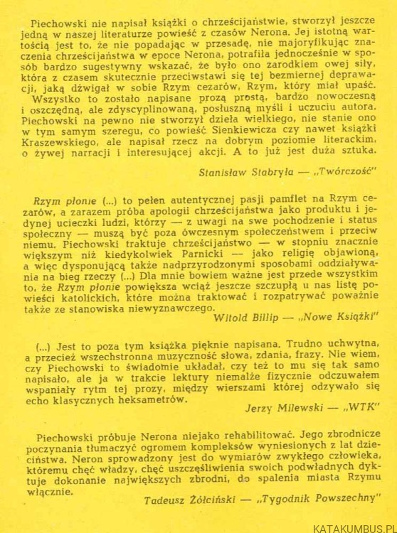 Rzym płonie. JERZY PIECHOWSKI