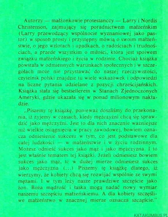 Przyjaźń miłość małżeństwo. LARRY i NORDIS CHRISTENSON