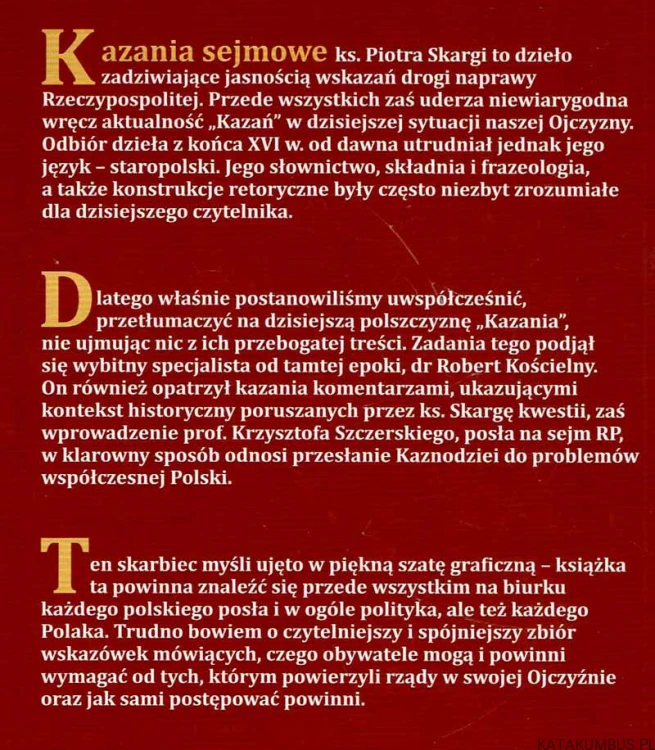 Kazania sejmowe. Ks. PIOTR SKARGA