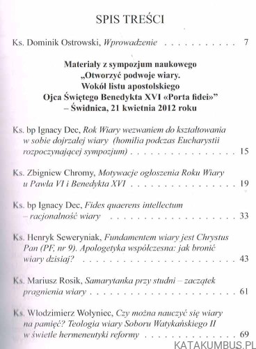 Otworzyć podwoje wiary. Wokół Listu Apostolskiego Ojca Świętego Benedykta XVI Porta Fidei