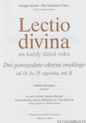 Lectio divina na każdy dzień roku cz.7. GIORGIO ZEVINI, PIER GIORDANO CABRA