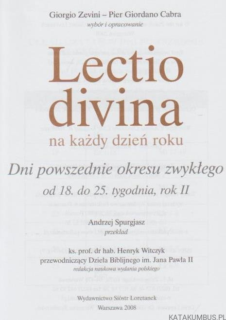 Lectio divina na każdy dzień roku cz.7. GIORGIO ZEVINI, PIER GIORDANO CABRA