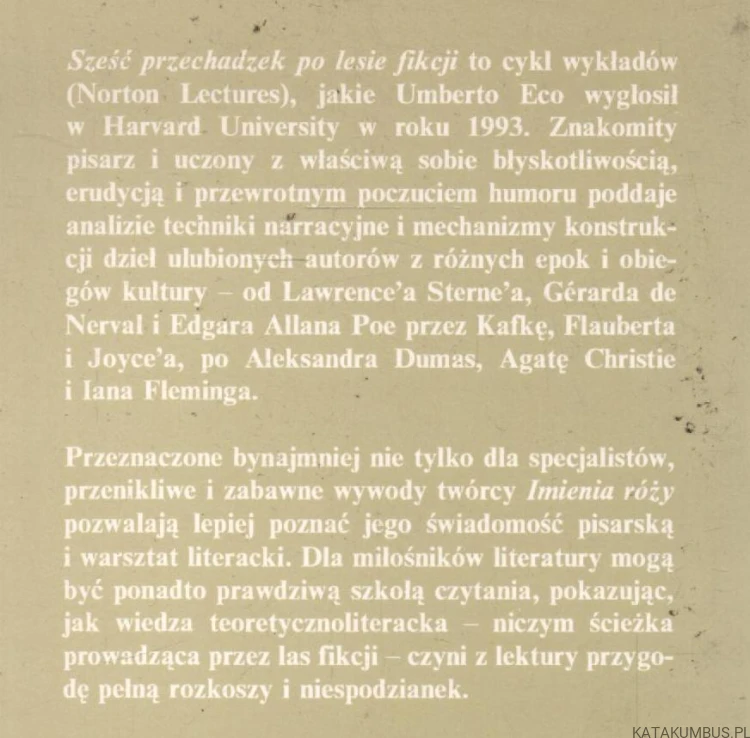 Sześć przechadzek po lesie fikcji. UMBERTO ECO