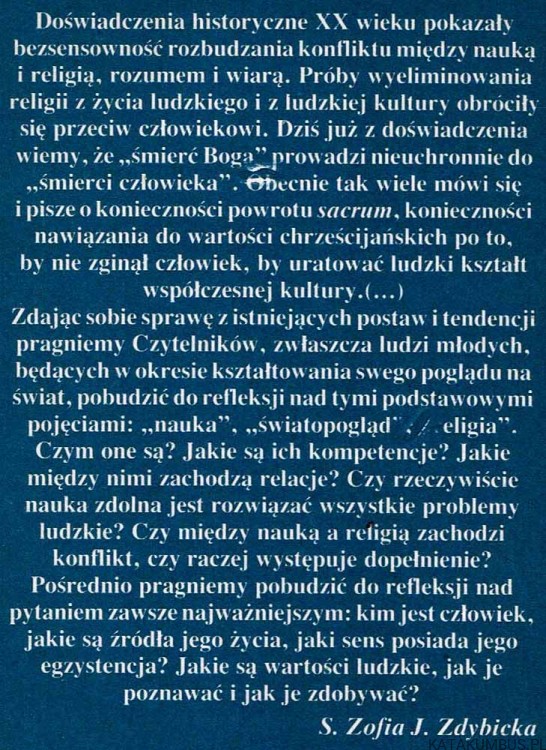 Nauka , Światopogląd, Religia. ZOFIA ZDYBICKA