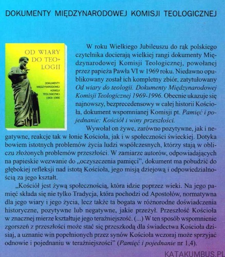 Pamięć i pojednanie. Kościół i winy przeszłości. DOKUMENT MIĘDZYNARODOWEJ KOMISJI TEOLOGICZNEJ 2000