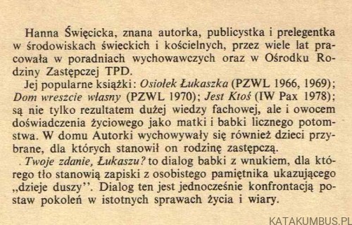 Twoje zdanie, Łukaszu? HANNA ŚWIĘCICKA
