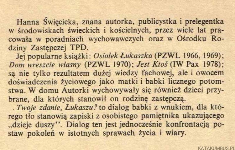 Twoje zdanie, Łukaszu? HANNA ŚWIĘCICKA