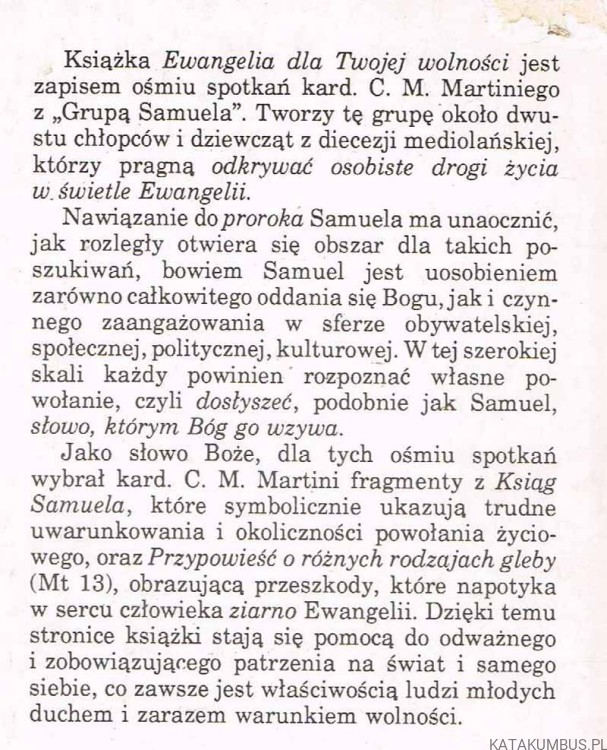 Ewangelia dla twojej wolności. CARLO MARIA MARTINI