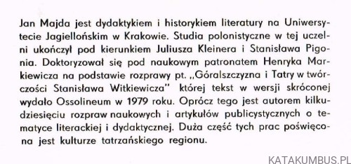 Tatrzańskim szlakiem literatury. JAN MAJDA