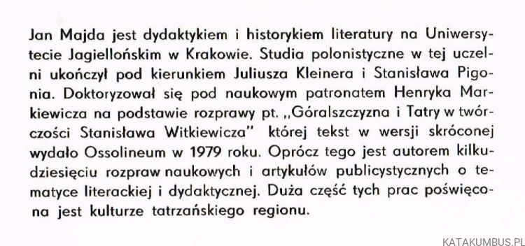 Tatrzańskim szlakiem literatury. JAN MAJDA