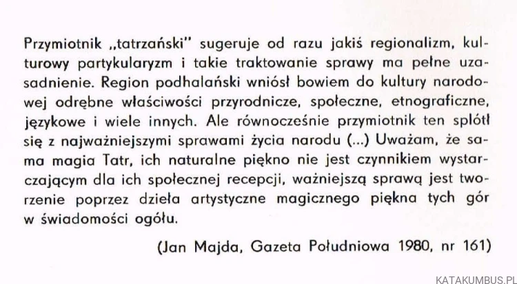 Tatrzańskim szlakiem literatury. JAN MAJDA