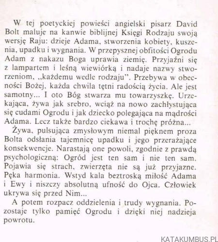 Adam. DAVID BOLT