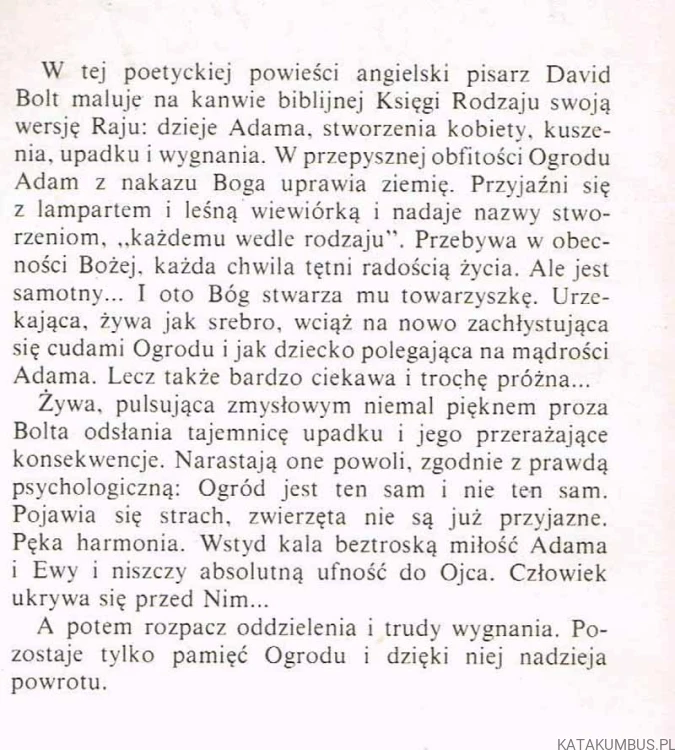 Adam. DAVID BOLT
