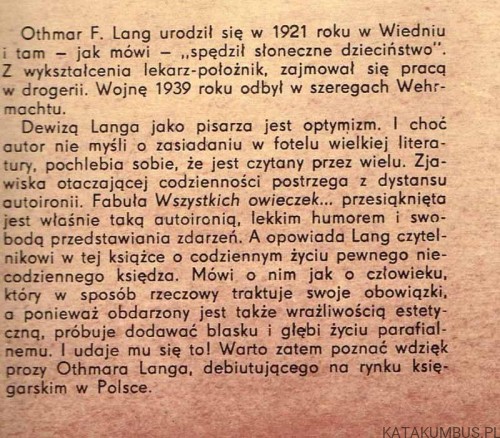 Owieczki mojej trzody. OTHMAR FRANZ LANG