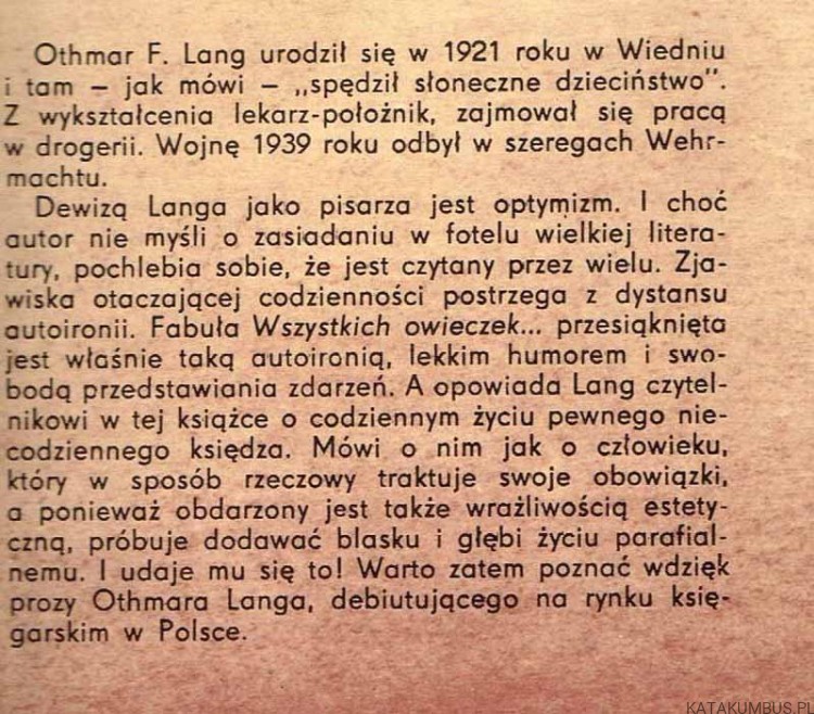 Owieczki mojej trzody. OTHMAR FRANZ LANG
