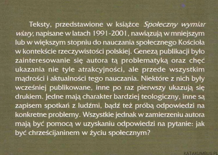 Społeczny wymiar wiary. ks. MAREK STĘPNIAK