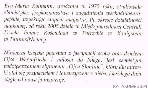 Dzięki, Ojcze Werenfriedzie. EVA-MARIA KOLMANN