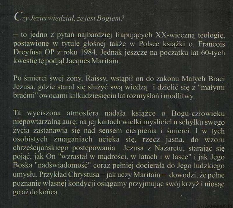 Łaska i człowieczeństwo Jezusa. JACQUES MARITAIN