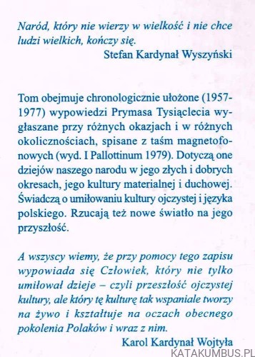 Z rozważań nad kulturą ojczystą. STEFAN KARDYNAŁ WYSZYŃSKI