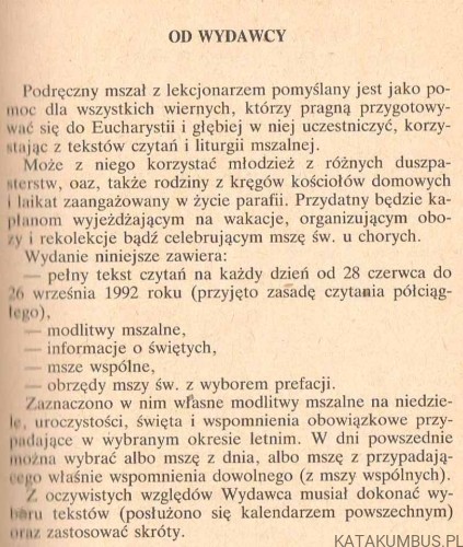 Podręczny Mszał z lekcjonarzem na okres letni