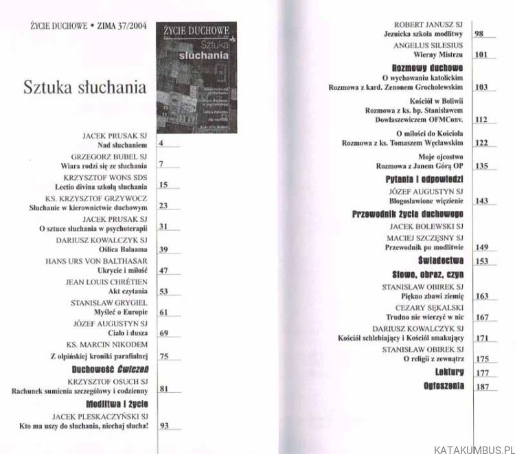 Sztuka słuchania. Życie duchowe Zima 37/2004