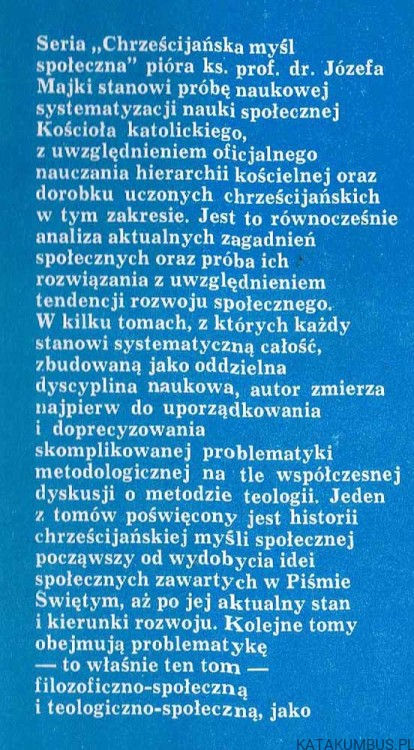 Filozofia społeczna. Ks. JÓZEF MAJKA