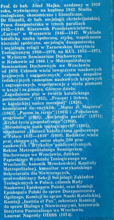 Filozofia społeczna. Ks. JÓZEF MAJKA