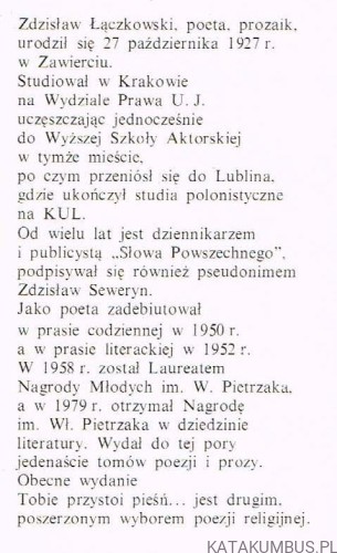 Tobie przystoi pieśń...ZDZISŁAW ŁĄCZKOWSKI