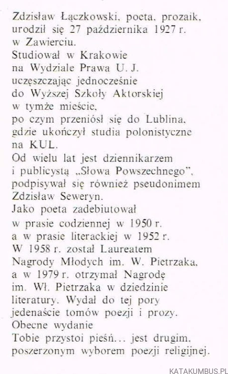 Tobie przystoi pieśń...ZDZISŁAW ŁĄCZKOWSKI