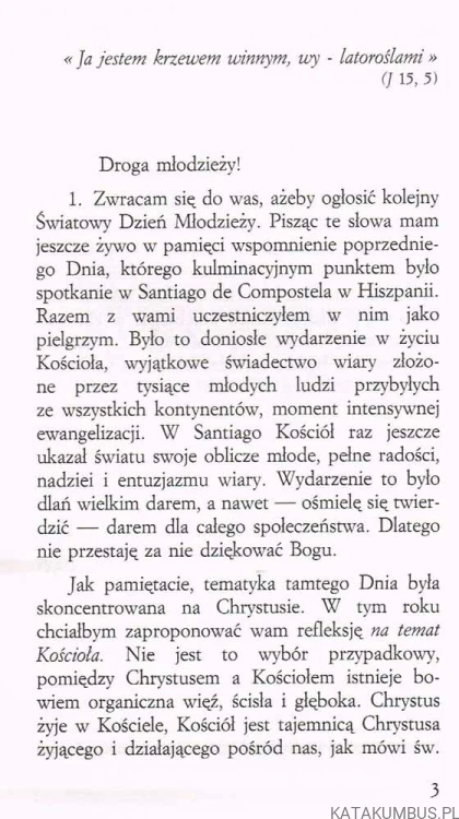 Orędzie do młodych całego świata z okazji V Światowego Dnia Młodzieży. JAN PAWEŁ II