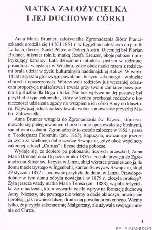 Założycielka Sióstr Franciszkanek Maryi Nieustającej Pomocy. Ks. WŁADYSŁAW BOCHNAK