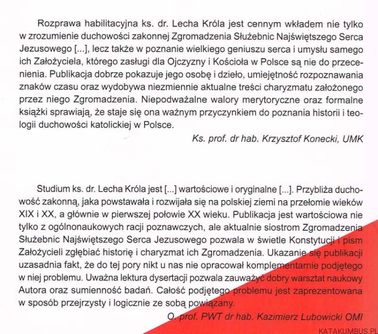 Charyzmat Zgromadzenia Służebnic Najświętszego Serca Jezusowego. Ks. LECH KRÓL