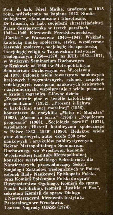 Etyka życia gospodarczego. Ks. JÓZEF MAJKA