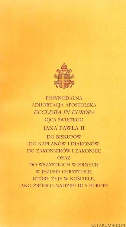 Adhortacja Apostolska Ecclesia in Europa / Jan Paweł II