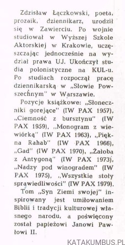 Syn ziemi swojej. ZDZISŁAW ŁĄCZKOWSKI