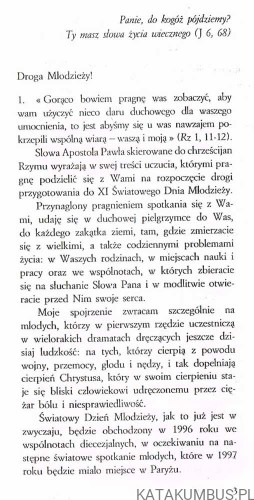 Orędzie do młodych całego świata z okazji XI Światowego Dnia Młodzieży. JAN PAWEŁ II