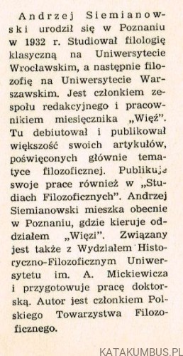 Pytanie, wątpienie, wybór. ANDRZEJ SIEMIANOWSKI