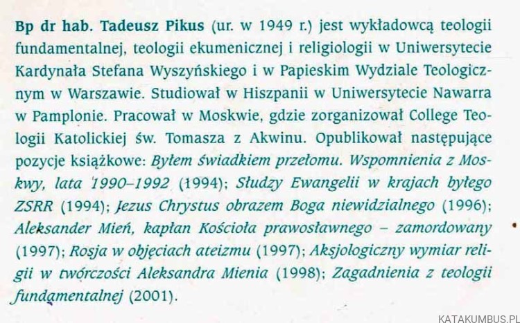 O religii. Bp. TADEUSZ PIKUS