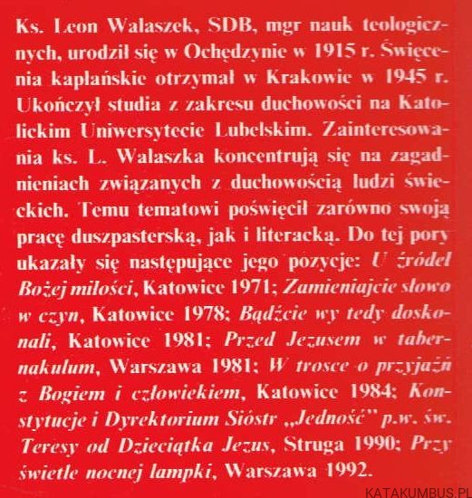 Powołani przez Pana do życia w świecie. Ks. LEON WALASZEK SDB