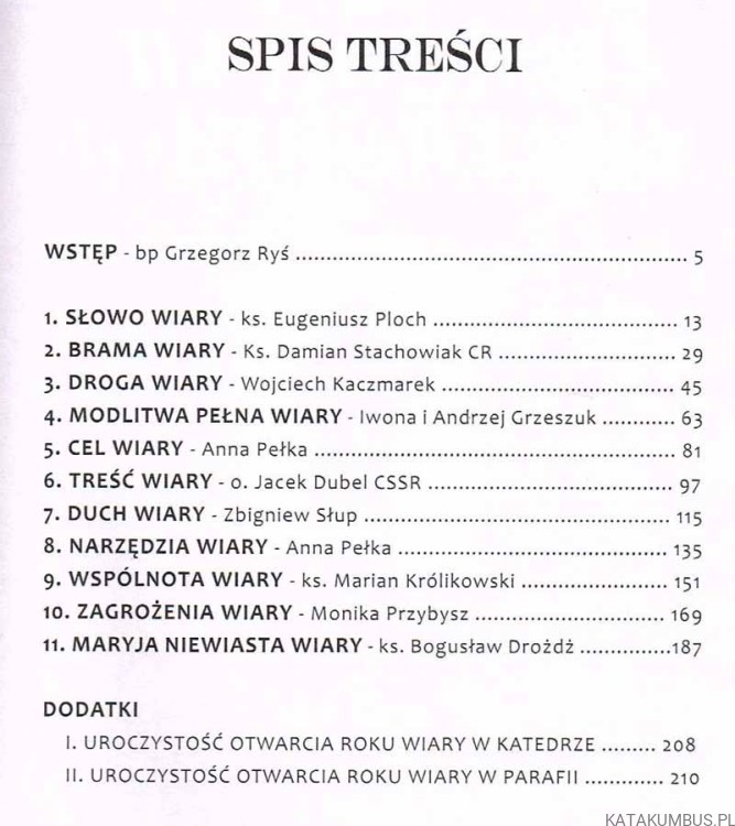 Porta Fidei. Materiały duszpasterskie na Rok Wiary. Red. Ks. BOGUSŁAW DROŻDŻ
