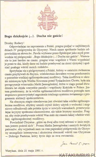 Ducha nie gaście Jan Paweł II w Polsce 1 – 9 czerwca 1991