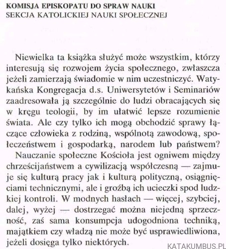 Nauczanie społeczne Kościoła.  Kongregacja Do Spraw Wychowania Katolickiego